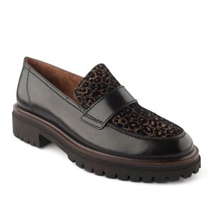 Paul Green Natasha Chunky Platform Loafers in Leopard Black NEW S-518 Sz 9 US